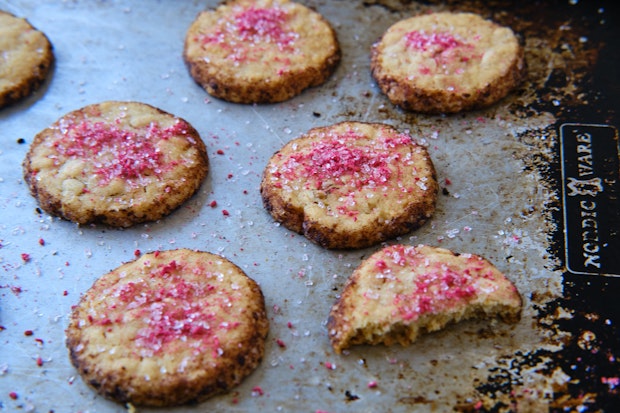 world's best cookies with raspberry added before equalling dark edges