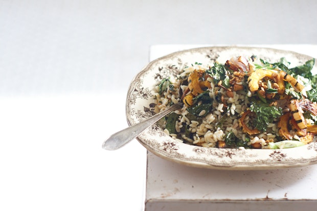 Orzo Pasta with Roasted Vegetables on plate