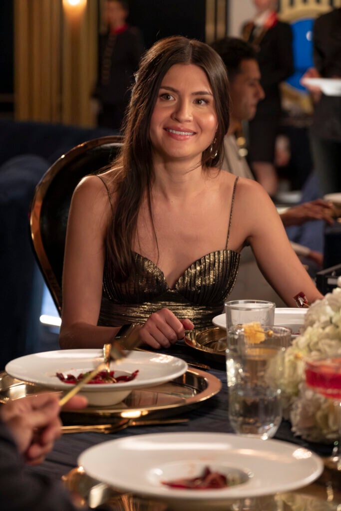 Avery is all smiles as she enjoys dinner during Doctor Odyssey Season 1 Episode 4.