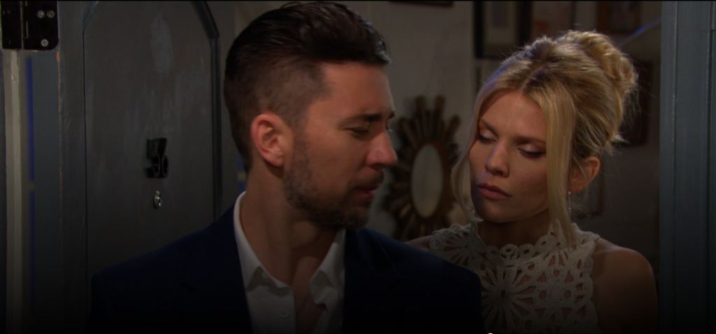 Chad stares at Fake Abigail as he opens the door on Days of Our Lives during the week of 10-21-24