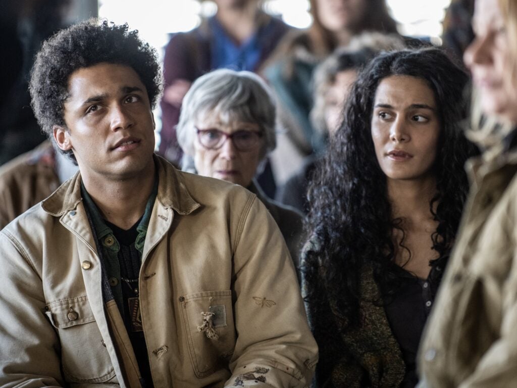 Ellis and Fatima attend the town meeting on FROM Season 3 Episode 5.