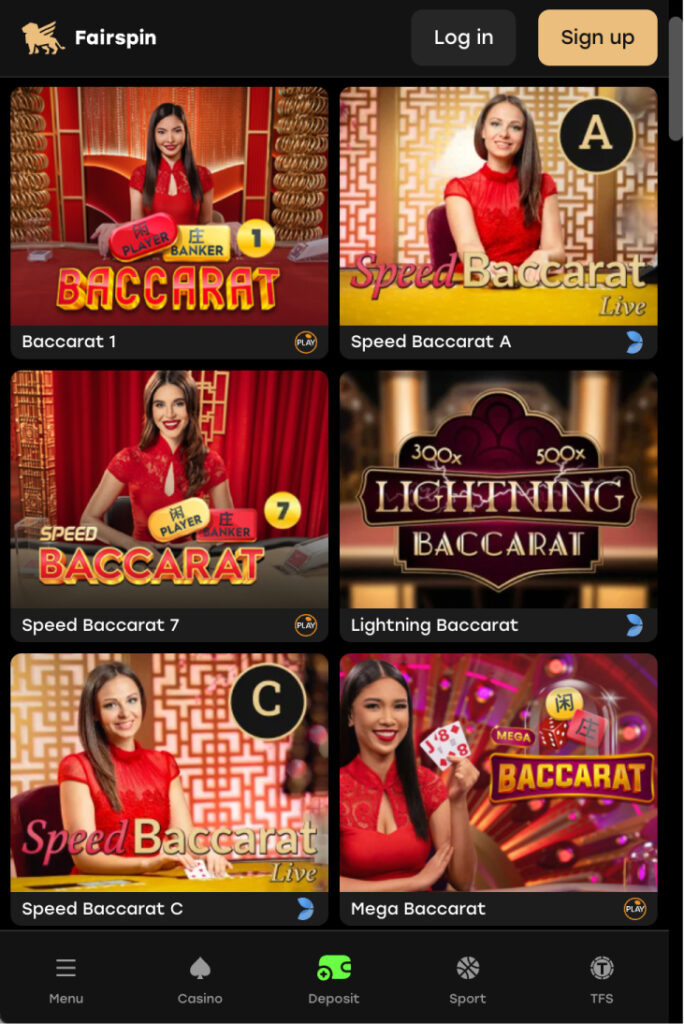 fairspin live baccarat