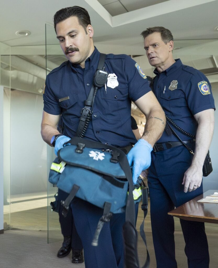 The 118 races to an emergency at an office during 9-1-1 Season 8 Episode 6.