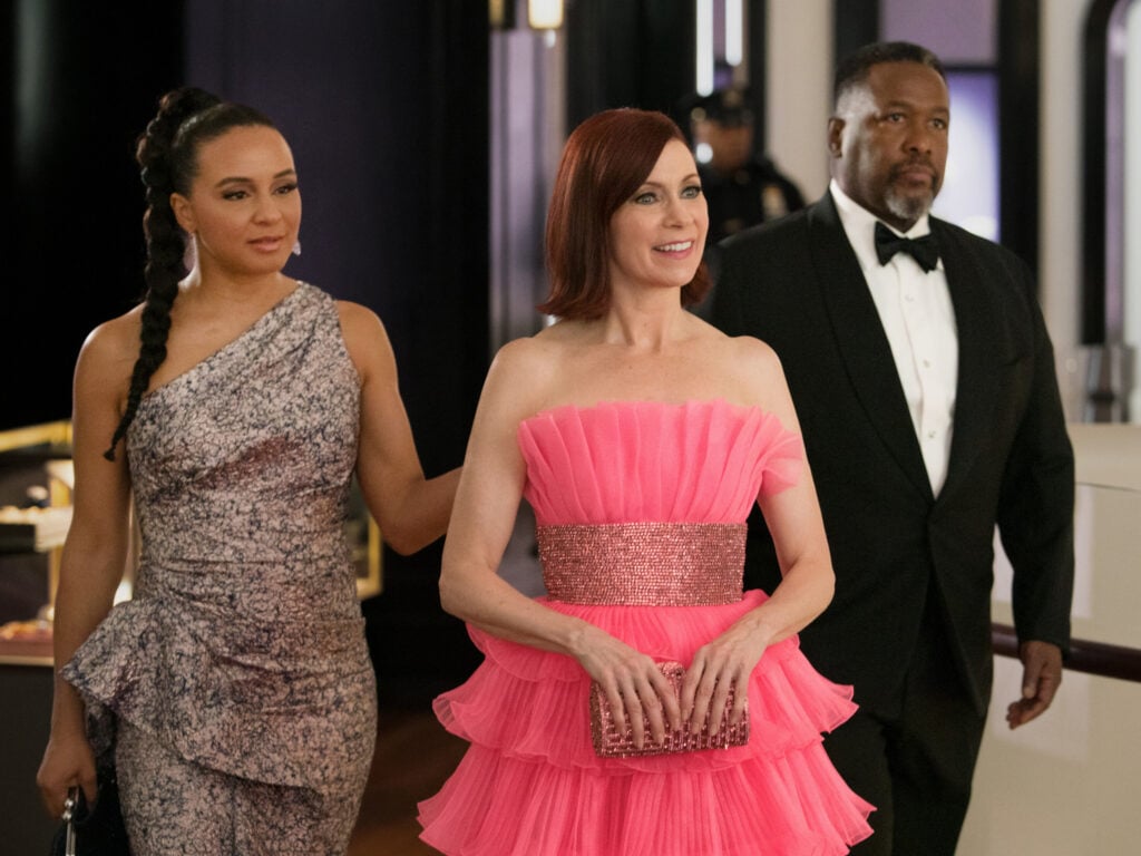 Carra Patterson as Kaya Blanke, Carrie Preston as Elsbeth Tascioni, and Wendell Pierce as Captain Wagner