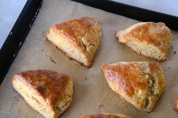 Lime Scones After Baking on a Baking Sheet