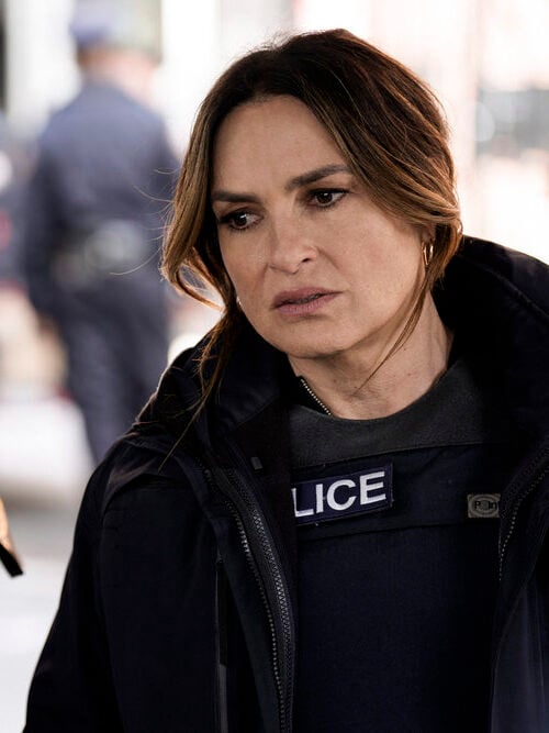 Benson and Rollins standing outside looking concerned on Law & Order: SVU Season 26 Episode 8