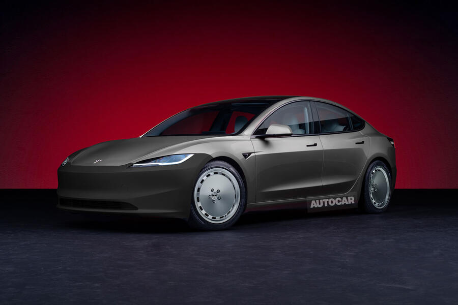 Tesla Model 3 entry-level – Autocar render, front quarter